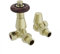 NRG Traditional Corner Central Heating Radiator Valve 15mm Thermostatic Lockshield Valves Brushed Brass