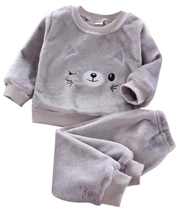 Pigiama per Bambini Addensato Ragazzini Autunno e Inverno Pile sfocato Ragazzi e Ragazze Velluto Corallo Set di Abbigliamento per la casa per Bambini Vestaglia Pile 2 Anni