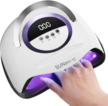 Timpou 200W UV LED Nail Lamp, Professional Nail Dryer, Gel Nail Polish, UV Nail Light with 4 Timer Settings, Automatic Sensor, LCD Display