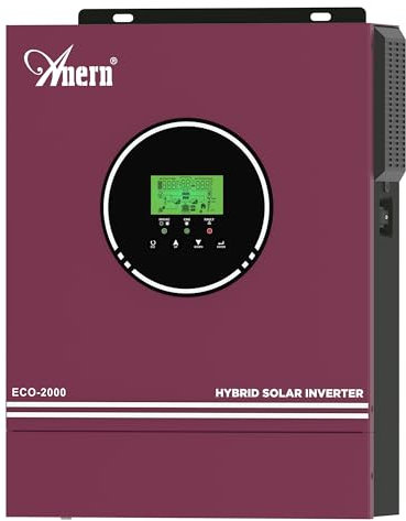Anern 2000W Solar Hybrid Wechselrichter 12V DC auf 220V/230V AC mit 80A MPPT Solarregler Max. PV-Eingang 400V, Arbeit mit 12V Blei-Säure und Lithium Batterien…
