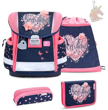 Belmil Classy Schulranzen Set 5 teilig mit extra Schlüsselanhänger (Beautiful Flowers 2025)