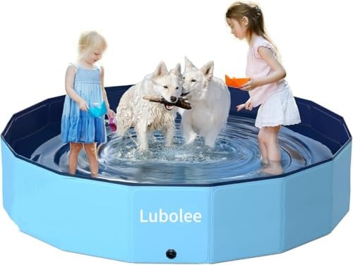 Lubolee Piscina Perros Grandes - Bañera Piscina para Perros y Piscinas Desmontables con Superficie Antideslizante (160x30cm) | Piscina Plegable Perros pequeños de PVC Espesado