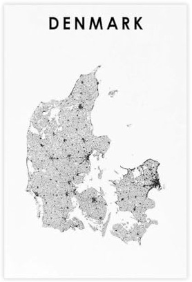 QOGDAF Dänemark-Karte, Leinwand-Poster, Schlafzimmer, Dekoration, Landschaft, Büro, Raumdekoration, Geschenk, 30 x 45 cm
