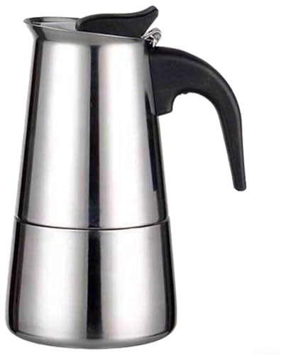 Cafetera Moka Pot 2469 tazas, hecha de acero inoxidable, mejora la extracción de sabor para un café rico (100 ml)