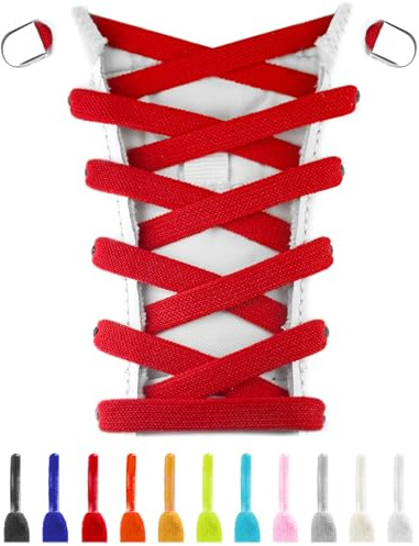 UamGlsob Cordones Elásticos Sin Nudos, 8mm Ancho, 8 Hebillas Metálicas, 140cm - Para Running y Zapatillas Deportivas (No Tie Laces)