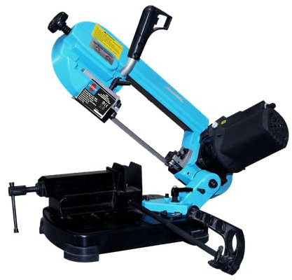 LEMAN SRM125 - Sega a nastro per metalli manuale 400 W con variatore di velocità e arco rotante fino a 60° - Taglio Ø125 mm