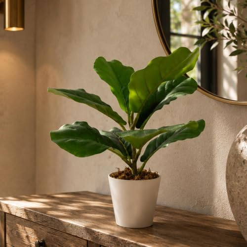 Leaf Realistic Artificial Potted Foliage Plants, 38cm Fiddle Fig