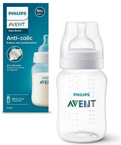 Philips Avent Anti-Colic Trinkflasche, 260 ml, integriertes Ventilsystem, Weithals, BPA-frei