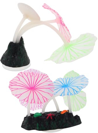 Supvox 2 Stück Leuchtende Flexible Wasserpflanzen mit Realistischen Quallen und Pilz-Designs Schwimmende Deko für Aquarium Stabile Haftbasis Stilvolle Unterwasser-Dekoration für Büro und
