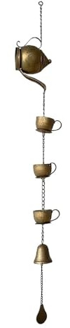WJLYDM Wrought Iron Villa Courtyard Teapot Rain Chain Eaves Water Drainage Homestay Wind Chime Hanging Type