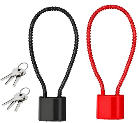 2 Pcs Steel Rope Padlocks with Keys, Robust Long Shackle Padlock | Steel Rope Padlocks for Wheelie Bin Bicycle Suitcase Gate Gym Locker