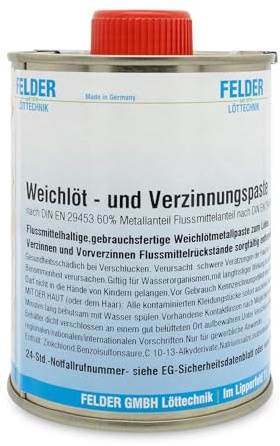 GALLUNOPTIMAL by FELDER Weichlöt- & Verzinnungspaste Sn97Cu3 bleifrei >60% Metall F-SW 21 (DIN EN ISO 9454-1) gebrauchsfertig 1 Kg Dose mit Pinsel – zum Verzinnen & Vorverzinnen im Karosseriebau