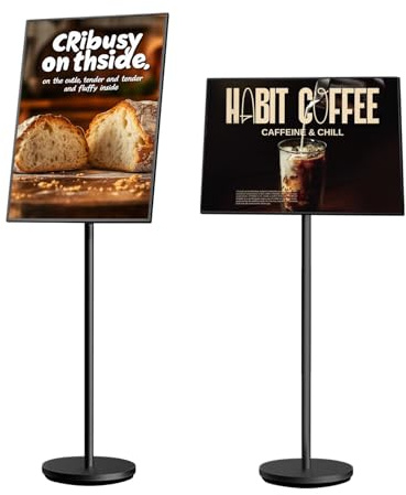A2 Aufsteller Plakatständer, Schwerlast Präsentationsständer, Schwarz | Informationsständer, Menü Ständer, Kundenstopper Werbeständer, Schildhalter Flipchart Ständer