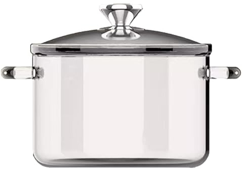 Cacerola de cristal para estufa, caja fuerte transparente de borosilicato de 3, 5 L con asas antiescaldaduras, tapa de acero inoxidable