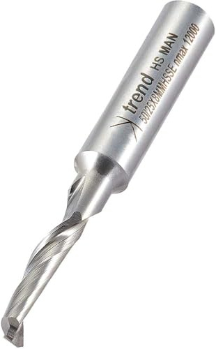 Trend Helical Plunge Cutter, 8mm Shank, 5mm Cut Dia, 18mm Cut Length, HSS | Professional High Speed Steel Helical Plunge Cutter For Clean Routing With 8mm Shank And 5mm x 18mm Cut, 50/25X8MMHSSE