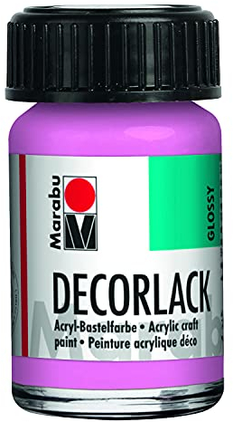 Marabu 11300039033 - Decorlack Acryl Pink 033, 15 ml, hochglänzender Acryllack auf Wasserbasis, wetterfest, speichelfest, zum Malen, Schablonieren und für Serviettentechnik