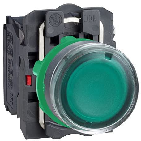 Schneider Electric XB5AW33B5 Pulsador Luminoso, Ø 22, Retorno Resorte Nivelado, 24 V, 1 NA + 1 NC , Color Verde