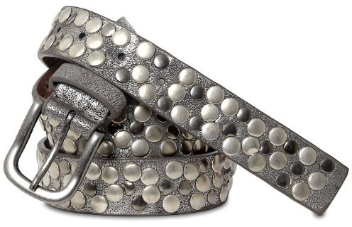 Caspar GU224 Damen Vintage Nietengürtel, Gürtelgröße:85, Farbe:antik silber