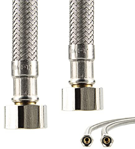 tecuro Sanitär Verbindungsschlauch 1/2 ÜWM x 1/2 ÜWM x 150 mm, KTW-A- DVGW geprüft, temperaturbeständig von -5°C bis 70°C