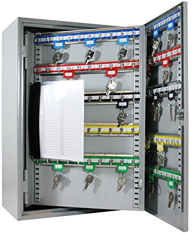 HMF 135400-07 Schlüsselschrank Schlüsselkasten, 400 Haken, 73,0 x 55,0 x 10,4 cm, 24 kg, lichtgrau
