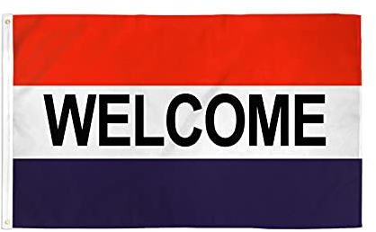 AZ FLAG - Flagge Willkommen - 150x90 cm - Welcome Fahne 100% Polyester mit Messing-Ösen - 110g