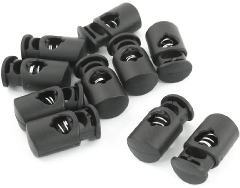 sourcing map Federbelastete Seilschlösser Endstopper 5,5mm Durchmesser 10 Stück Schwarz