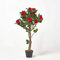 HOMESCAPES 3 ft Red Artificial Rose Tree Lifelike Red Petals and Leaves Indoor Artificial Plant and Tree for Weddings