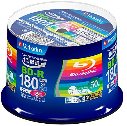 50 Verbatim Blu Ray 25 Gb Bd-r Single Layer 6x Speed Original Spindle Printable Blueray