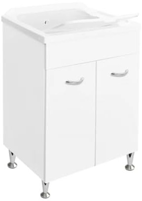 Dianhydro Lavatoio con Mobile in idrofugo e tavola in Polipropilene 50x50cm, (PP), Bianco, 50 x 50 cm