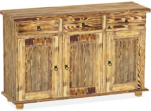 Sideboard Pinie geflammt Rio Classico Esszimmer Holz Pinie Massivholz Echtholz Farbe wählbar Brasilmöbel