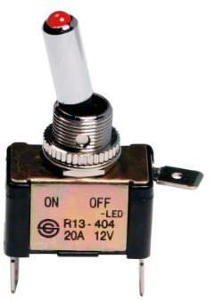 Pilot LA_45557 Ein-/ Ausschalter, Alu, mit roter LED, 12V, 20A