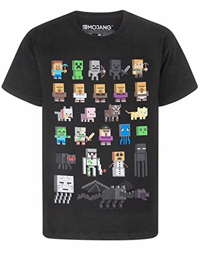 Minecraft Jungen Minecraft kurzärmligen T-Shirt Schwarz T-Shirt (7-8 Years)