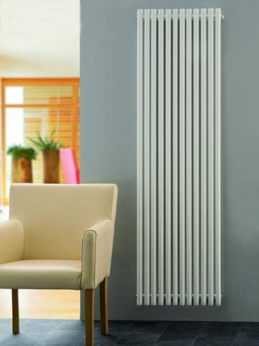 Ximax 93 Supra Round Tube Vertical Designer Radiator 1800 H X 550 W in White, 1800 x 550 mm