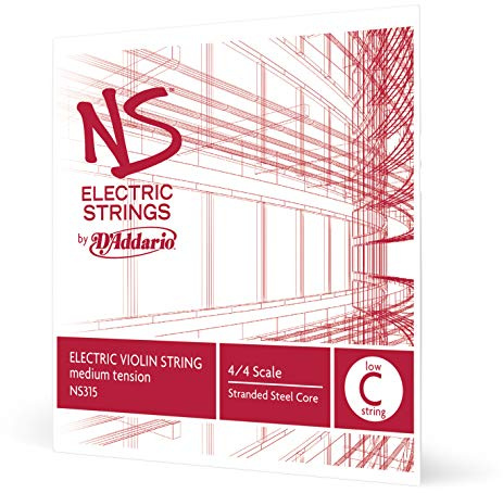 D'Addario NS315 Elektrik-Violinen Einzelsaite 'Low C' mehrfach verdrillter Stahlkern Medium