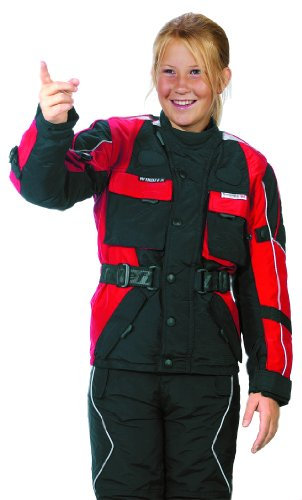 Roleff Chaqueta de Motorista para Niños Racewear, Negro/Rojo, L/152