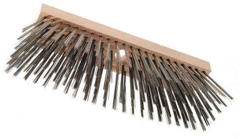 Haromac 2709300 Brosse métallique pour balai En bois avec 6 rangées de fil métallique Longueur de brosse 300 mm Trou pour le manche Ø 23-24 mm Manche non inclus