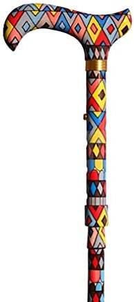 Gehstock Faltstock MIRÓ, Derbygriff Gießharz, Stock aus Leichtmetall, höhenverstellbar, faltbar, inklusiv Schlankpuffer, Halteklammer und Tasche.