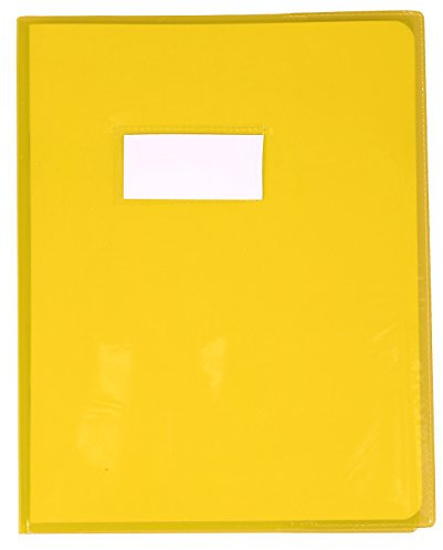 Calligraphe 73004C - Heftumschlag / Heftschoner / Hefthülle Calligraphe Cristalux 17x22 cm, Etikettenhalter, aus PVC transparent und strapazierfähig, glatt, Gelb, 1 Stück
