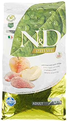 Farmina N&D Prime Adult Pellets Katzenfutter(Trockenfutter, mit hochwertigen Vitaminen und natürliche Antioxidantien, ohne Mais, Zutaten: Wildschwein und Apfel, Portionsgröße: 5 kg)