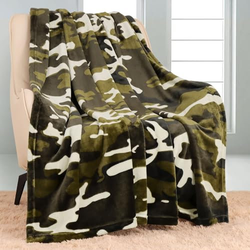 101,6 x 127 cm & 127 x 203,2 cm & 152,4 x 203,2 cm Decke Komfort Wärme weichem Cozy Klimaanlage einfach Pflege Maschinenwäsche Camouflage, Polyester, grün, 127 cm x 203,20 cm