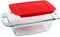 Pyrex Easy Grab - Bandeja de vidrio para pan de 1.5 cuartos de galón con tapa, sartén de vidrio templado con asas grandes, no tóxico, tapa sin BPA, molde para pan, lavavajillas, nevera, congelador,