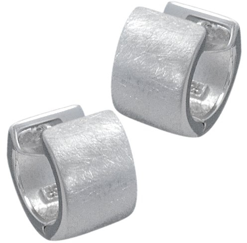 Vinani Damen Ohrringe 925 Silber - Klapp-Creolen gebürstet - 925 Sterling Silber für Frauen CBG