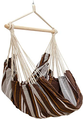 AMANKA XXL Silla Colgante para Sentarse 2 Personas 185x130cm Gira 360° Rayas Marrones