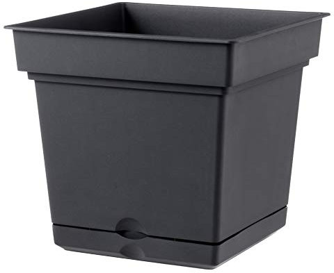 Teraplast Still Lato 47cm - Fioriera Da Esterno E Da Balcone In Plastica Opaca, Colore Antracite, 100% Riciclabile Con Riserva D'Acqua. Vaso Quadrato Da Esterno