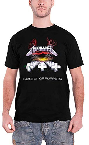 Metallica T Shirt Master of Puppets Album Tracks offiziell Herren Nue Schwarz
