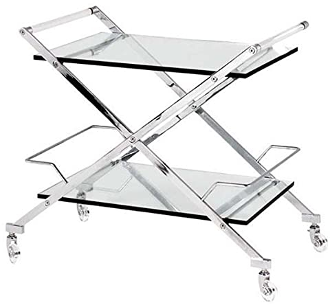 Casa Padrino Luxus Bar Trolley Servierwagen aus Edelstahl und Glas 77 x 48 x H. 76 cm - Luxus Hotel & Restaurant Einrichtung Möbel B!