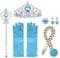 URAQT Prinzessin Schmuck, Set Krone, Kleid Set, Handschuhe, Tiara Braid, Zauberstab, Prinzessin Krone, Ohrringes, Ringe, Geeignet für Mädchen