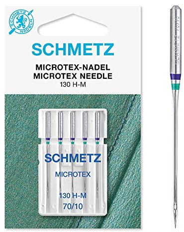 SCHMETZ | 5 Nähmaschinennadeln | Microtex | 130/705 H-M | Nadeldicke 70/10 | Geeignet für besonders dichtes oder feines Gewebe | auf jeder gängigen Haushaltsnähmaschine einsetzbar