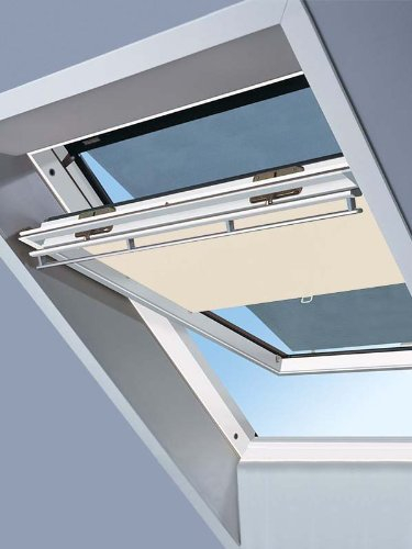 Original VELUX Hitzeschutz-Set Nacht Verdunkelungsrollo + Markise DOP C04 1085 / Beige passgenau für GGL GPL GHL GTL C04 mit Aluminium Führungsschienen // DOP C04 1085S