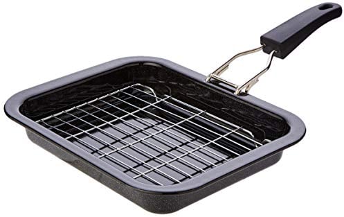 Pendeford Enamel Grill Pan and Rack, 28x22x4cm, Black